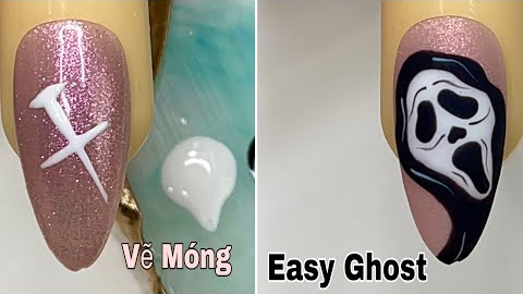 Easy Ghost Nail Art For Beginner 💖Vẽ Móng💅 New Nails Design 💝 New Nails