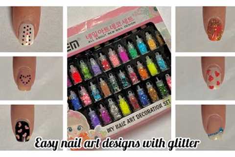 How to use nail glitters from Royalkart || Easy nail art designs with glitters